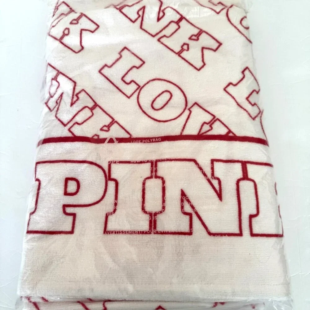 Victoria's Secret Love PINK Terry Towel White and Pink NWT